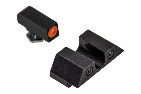 Night Fision Glow Dome night sight set for Glock G42/G43 handguns with U-notch and orange front sight.